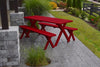 A&L Furniture Amish-Made Pine Cross-Leg Picnic Tables with Benches, Tractor Red