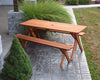 A&L Furniture Amish Cedar Cross-Leg Picnic Tables with Benches, Cedar Stain