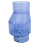 A 3-inch slip x slip clear spring check valve, with visible internal mechanics, designed for plumbing use.