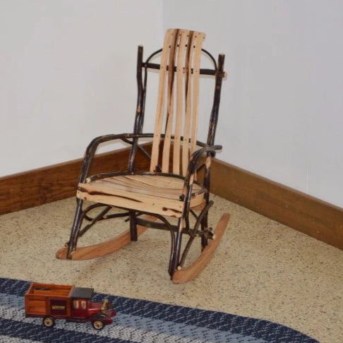 A&L Furniture Amish-Made Rustic Hickory Child's Rocker