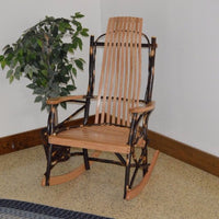 A&L Furniture Amish-Made Large Hickory 9-Slat Rocking Chair, Natural Finish