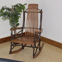 A&L Furniture Amish-Made Large Hickory 9-Slat Rocking Chair, Walnut Finish