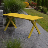 A&L Furniture Co. Amish-Made Pine Cross-Leg Picnic Table, Canary Yellow