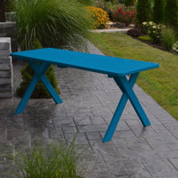 A&L Furniture Co. Amish-Made Pine Cross-Leg Picnic Table, Caribbean Blue