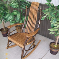 A&L Furniture Amish Hickory 7-Slat Rocking Chair, Walnut Finish