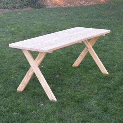 A&L Furniture Amish-Made Pressure-Treated Pine Cross-Leg Picnic Table, Unfinished
