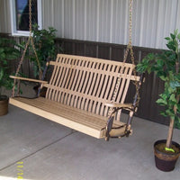 A&L Furniture Co. Amish-Made Hickory Porch Swing, Natural Finish