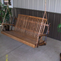 A&L Furniture Co. Amish-Made Hickory Porch Swing, Walnut Finish