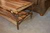 Side view of A&L Furniture Rustic Hickory Coffee Table with Shelf