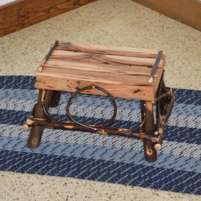 A&L Furniture Amish-Made Rustic Hickory Foot Stool