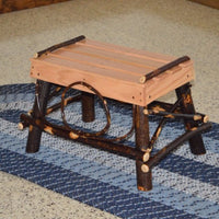A&L Furniture Amish-Made Hickory Foot Stool, Natural Finish