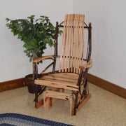 A&L Furniture Amish-Made Rustic Hickory Glider Rocker
