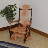 A&L Furniture Amish-Made Hickory Glider Rocker, Natural Finish