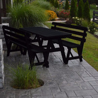 A&L Furniture Pine Traditional Picnic Table with Backed Benches, Black
