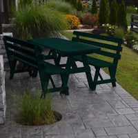 A&L Furniture Pine Traditional Picnic Table with Backed Benches, Dark Green