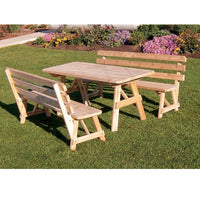 A&L Furniture Co. Amish-Made Cedar Traditional Picnic Table with Backed Benches, Unfinished