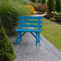 A&L Furniture Amish-Made 2' Pine Traditional Backed Bench, Caribbean Blue