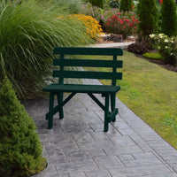A&L Furniture Amish-Made 2' Pine Traditional Backed Bench, Dark Green
