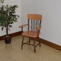 A&L Furniture Amish Hickory Panel Back Dining Chair with Arms, Natural Finish