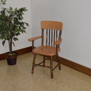 A&L Furniture Amish Hickory Panel Back Dining Chair with Arms, Natural Finish