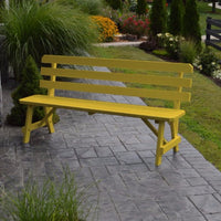 A&L Furniture Amish-Made 5' Pine Traditional Backed Bench, Canary Yellow
