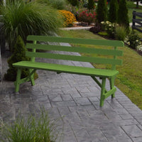 A&L Furniture Amish-Made 5' Pine Traditional Backed Bench, Lime Green