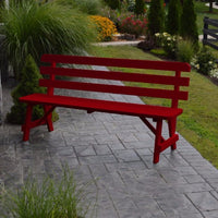 A&L Furniture Amish-Made 5' Pine Traditional Backed Bench, Tractor Red