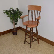 A&L Furniture Amish Hickory Panel Back Swivel Bar Chair, Natural Finish
