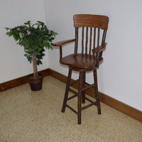 A&L Furniture Amish Hickory Panel Back Swivel Bar Chair, Walnut Finish