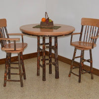 A&L Furniture Amish-Made Hickory 3-Piece Bar Table and Chair Set, Natural