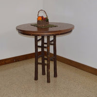 A&L Furniture 44" Amish-Made Hickory Bar Table, Walnut Finish