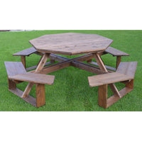 A&L Furniture Co. 54" Amish-Made Octagonal Cedar Walk-In Picnic Table, Mushroom Stain