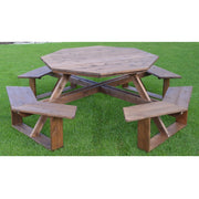 A&L Furniture Co. 54" Amish-Made Octagonal Cedar Walk-In Picnic Table, Mushroom Stain