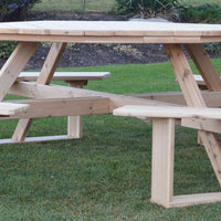 A&L Furniture Co. 54" Amish-Made Octagonal Cedar Walk-In Picnic Table, Unfinished