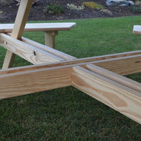 Closeup of Legs on A&L Furniture Co. 44" Amish-Made Square Pressure-Treated Pine Walk-In Picnic Table