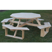 A&L Furniture Co. 54" Amish-Made Octagonal Pressure-Treated Pine Walk-In Picnic Table, Unfinished