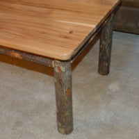 Side view of A&L Furniture Rustic Hickory Solid Wood Coffee Table