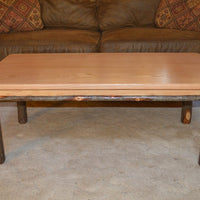 A&L Furniture Hickory Solid Wood Coffee Table, Natural Finish