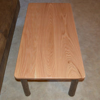 Top view of A&L Furniture Hickory Solid Wood Coffee Table, Natural Finish