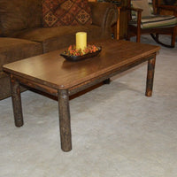 Diagonal view of A&L Furniture Hickory Solid Wood Coffee Table, Walnut Finish