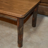 Side view of A&L Furniture Hickory Solid Wood Coffee Table, Walnut Finish
