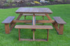 A&L Furniture Co. 44" Amish-Made Square Pressure-Treated Pine Walk-In Picnic Table, Mushroom Stain