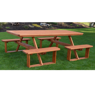 A&L Furniture Co. 8' Amish-Made Rectangular Pressure-Treated Pine Walk-In Picnic Tables