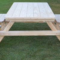 A&L Furniture Co. 8' Amish-Made Rectangular Pressure-Treated Pine Walk-In Picnic Table, Unfinished