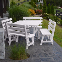 A&L Furniture Co. 43" Amish-Made Square Pine Picnic Table with Backed Benches, White