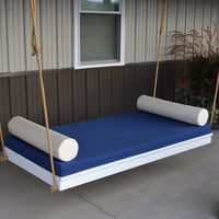 A&L Furniture Co. 75" Amish-Made Twin Mattress Pine Newport Bed with Optional Cushion and Pillows