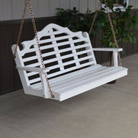 A&L Furniture Amish-Made Pine Marlboro Porch Swing, White