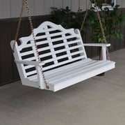 A&L Furniture Amish-Made Pine Marlboro Porch Swing, White