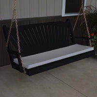 A&L Furniture Amish-Made Pine Fanback Porch Swing, Black