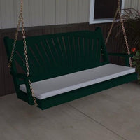 A&L Furniture Amish-Made Pine Fanback Porch Swing, Dark Green